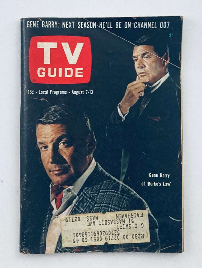 TV Guide Magazine August 7 1965 #645 Gene Barry Eastern New England Ed.