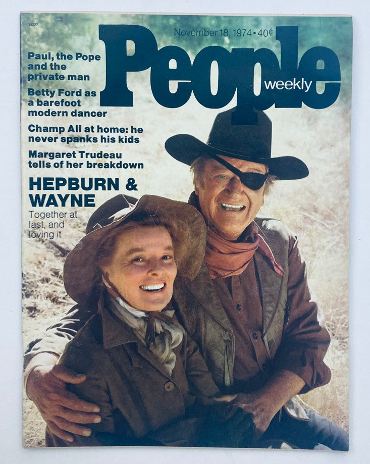 VTG People Weekly Magazine November 18 1974 Hepburn & John Wayne No Label VG