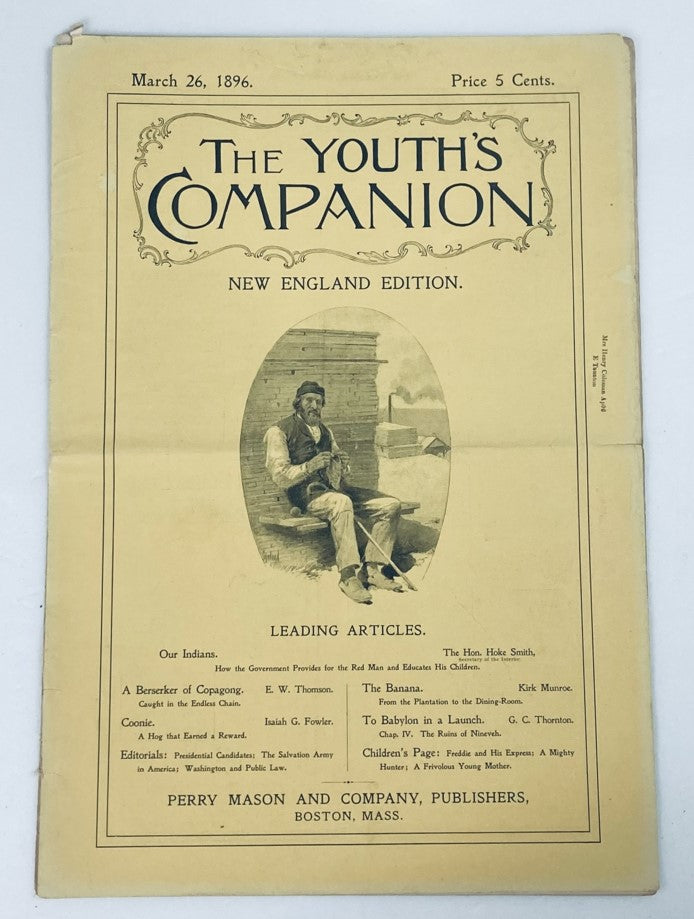 VTG The Youth's Companion Magazine March 26 1896 A Berseker of Copagong No Label