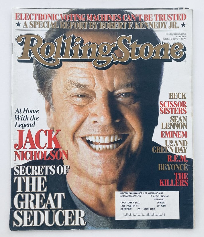 Rolling Stone Magazine October 5 2006 Issue 1010 The Legend Jack Nicholson