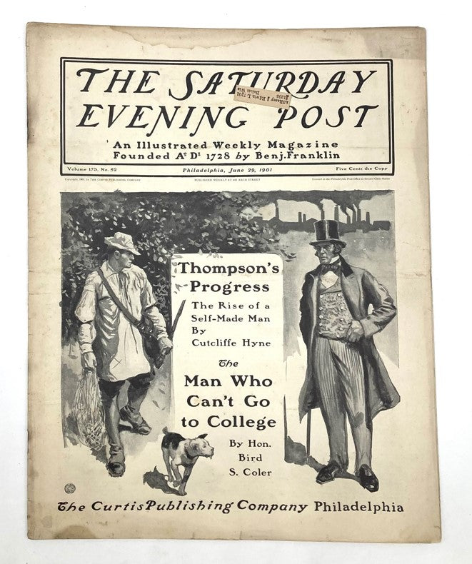 Saturday Evening Post Illustrated Cover June 29 1901 Thompson's Progress