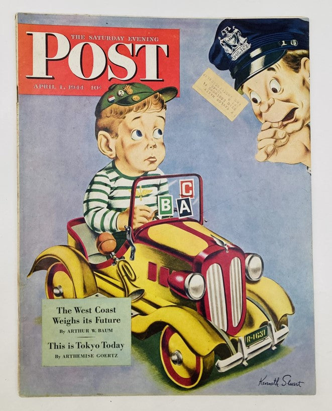 Saturday Evening Post Magazine Illustrated Cover April 1 1944 This Tokyo Today