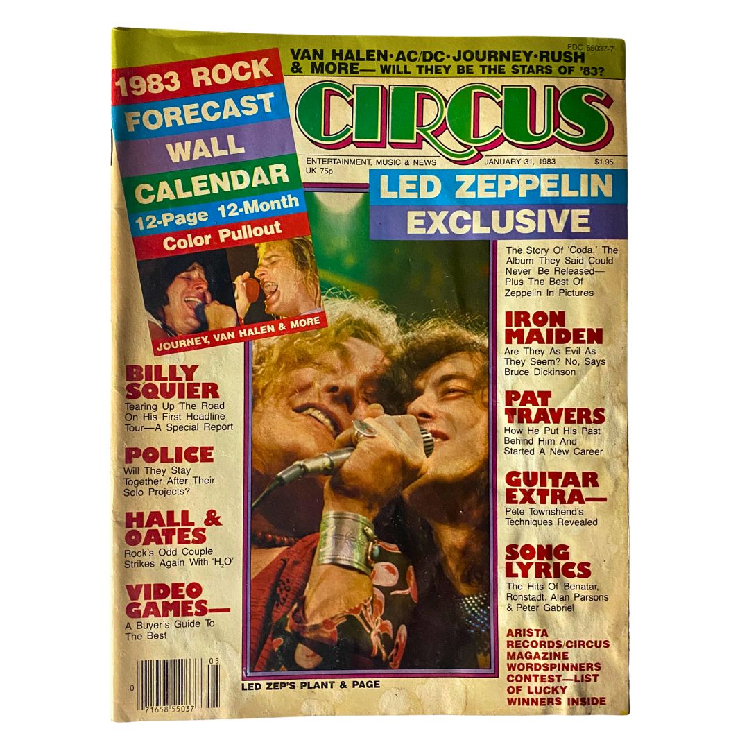 VTG Circus Magazine January 31 1983 Led Zep's Plant & Page w Calendar No Label