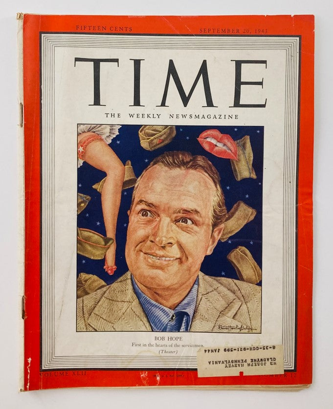 VTG Time Magazine September 20 1943 Vol 42 No. 12 American Comedian Bob Hope