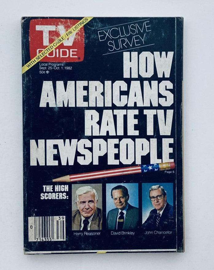 TV Guide Magazine September 25 1982 Harry Reasoner WA-Baltimore Ed. No Label