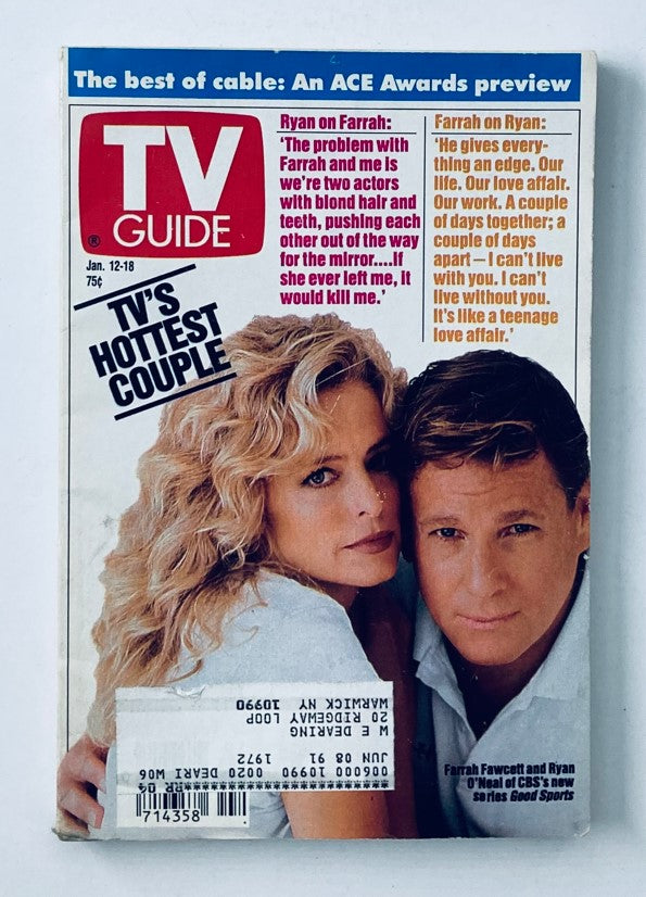 TV Guide Magazine January 12 1991 Farrah Fawcett & Ryan O'Neal NY Metro Ed.