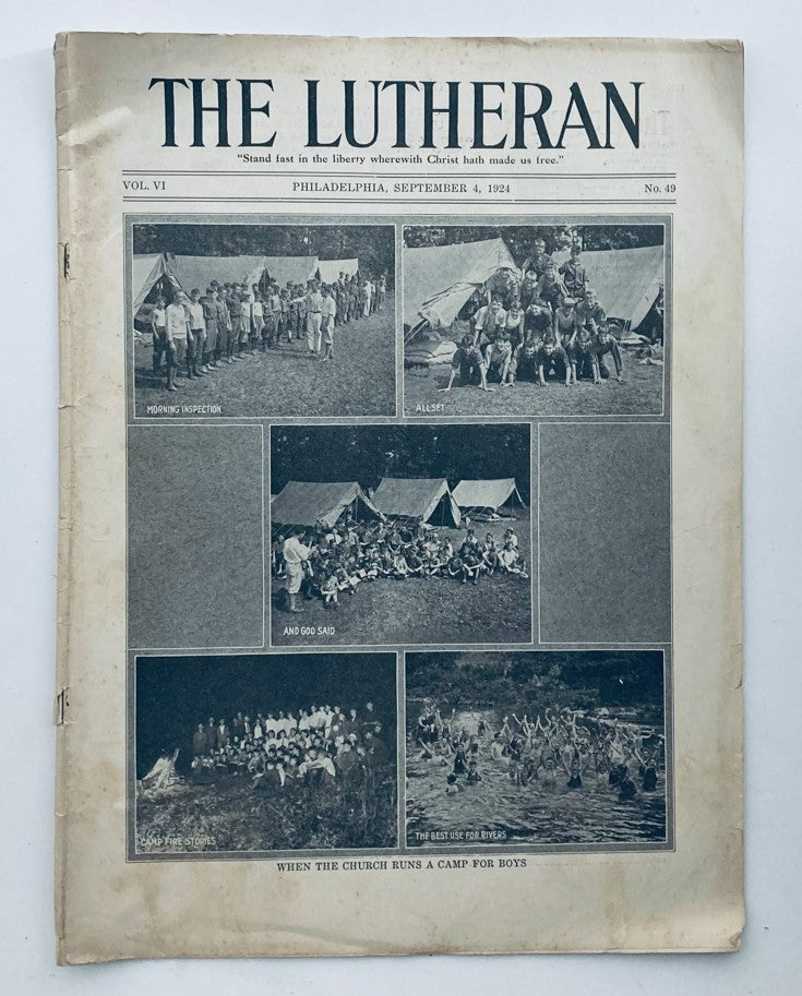 VTG The Lutheran Magazine September 4 1924 Church Runs A Camp for Boys No Label