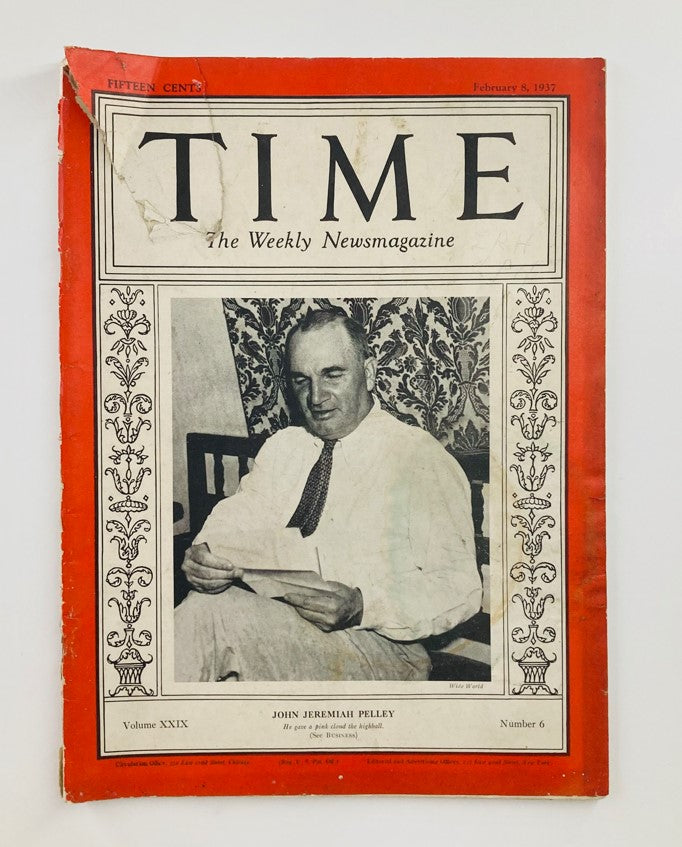 VTG Time Magazine February 8 1937 Vol 29 No. 6 John Jeremiah Pelley