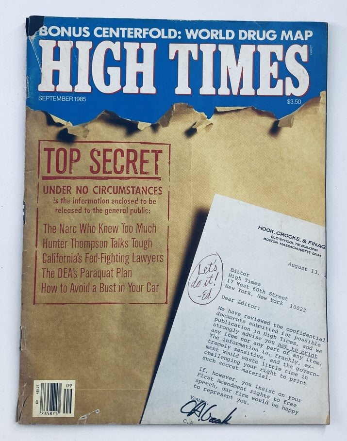 VTG High Times Magazine September 1985 #121 The World According to Dope No Label