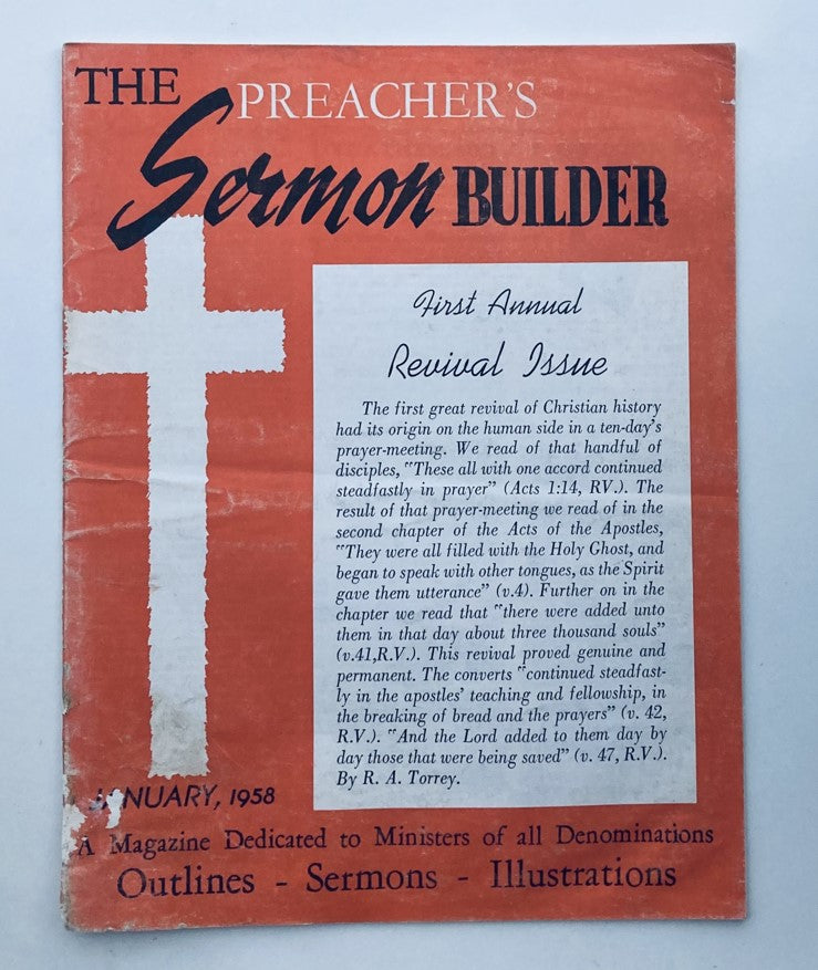 VTG The Preacher's Sermon Builder Magazine January 1958 Revival Issue No Label