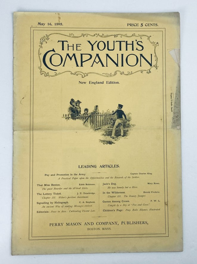 VTG The Youth's Companion Magazine May 16 1895 The Lottery Ticket No Label