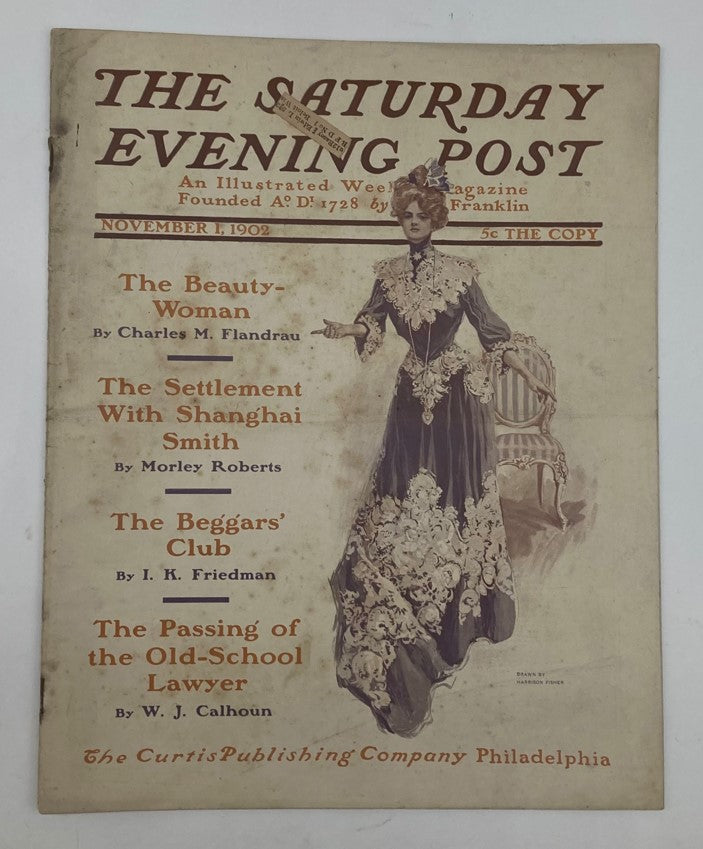 Saturday Evening Post Magazine Illustrated Cover November 1 1902 The BeautyWoman