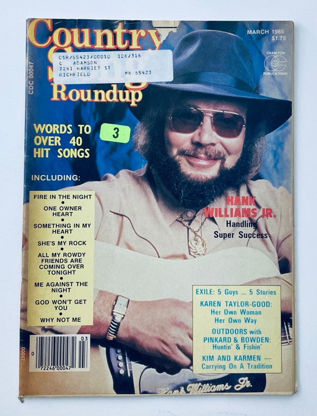 VTG Country Song Roundup Magazine March 1985 Hank Williams Jr. Handling Success