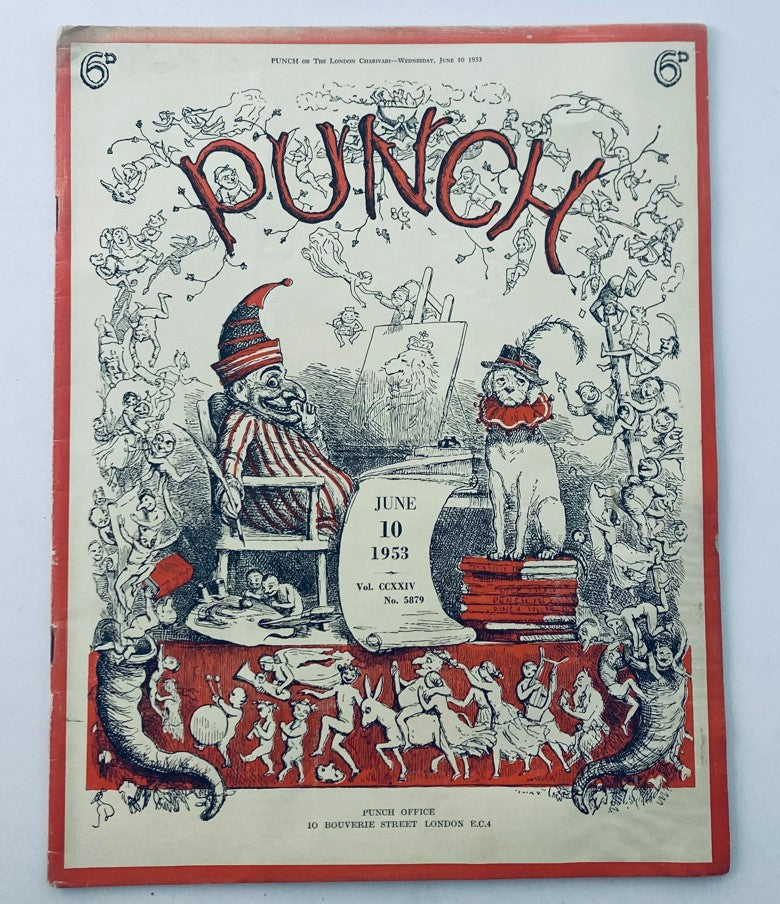 VTG Punch Magazine June 10 1953 Vol 224 No. 5879 WWII Cartoon & Humour No Label