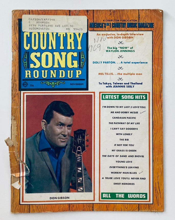 VTG Country Song Roundup Magazine November 1969 Don Gibson & Dolly Parton