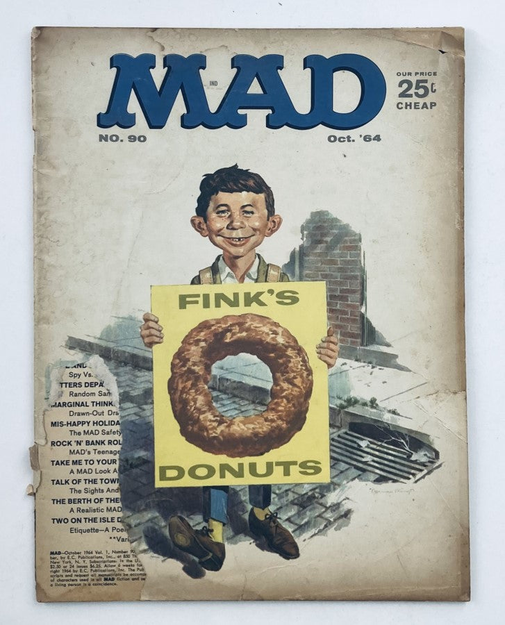 Mad Magazine October 1964 No. 90 Fink's Donut 2.0 Good No Label