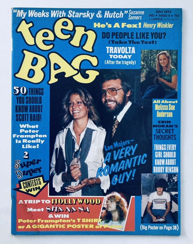 VTG Teen Bag Magazine July 1977 Farrah Fawcett, Andy Gibb w Poster No Label