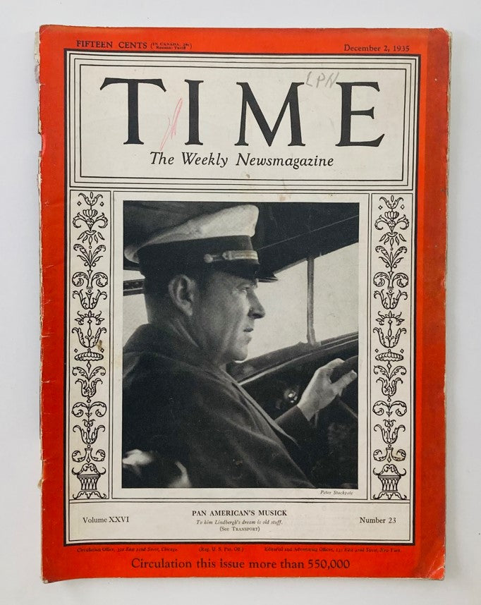 VTG Time Magazine December 2 1935 Vol 26 No. 23 Pan American's Edwin C. Musick