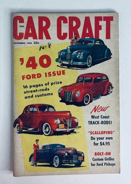 VTG Car Craft Magazine November 1958 Vol 6 No. 7 The Fabulous Sportsmen No Label