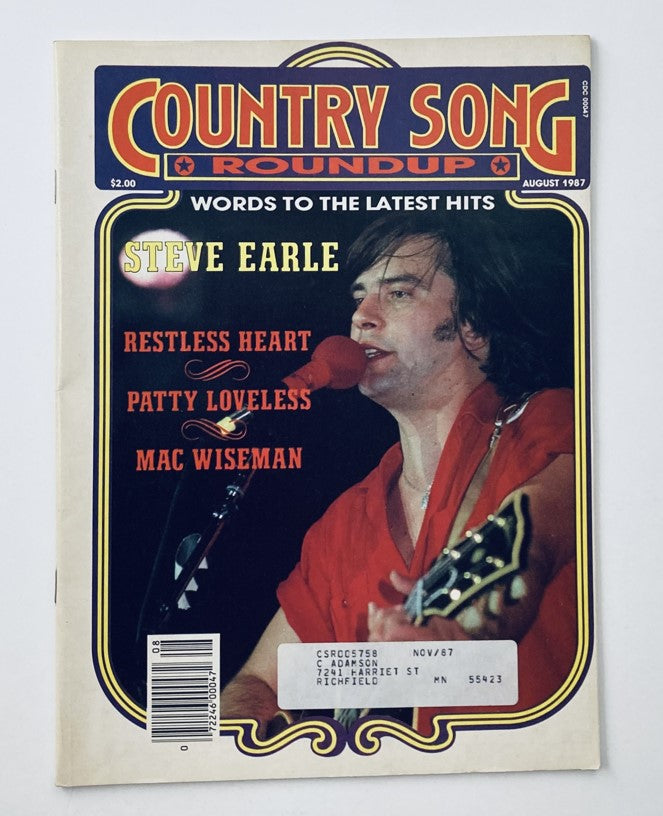 VTG Country Song Roundup Magazine August 1987 Steve Earle and Mac Wiseman