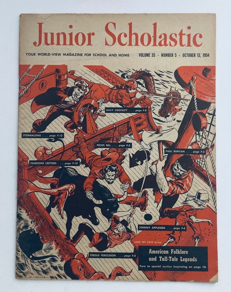 Junior Scholastic Magazine October 13 1954 Vol 35 #5 American Folklore No Label