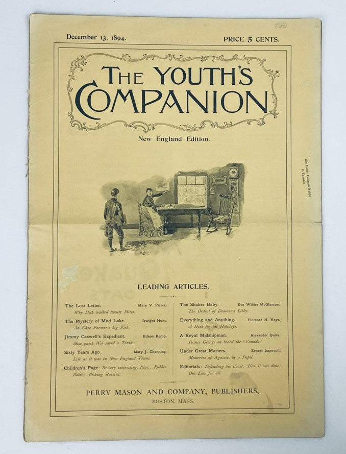 VTG The Youth's Companion Magazine December 13 1894 A Royal Midshipman No Label