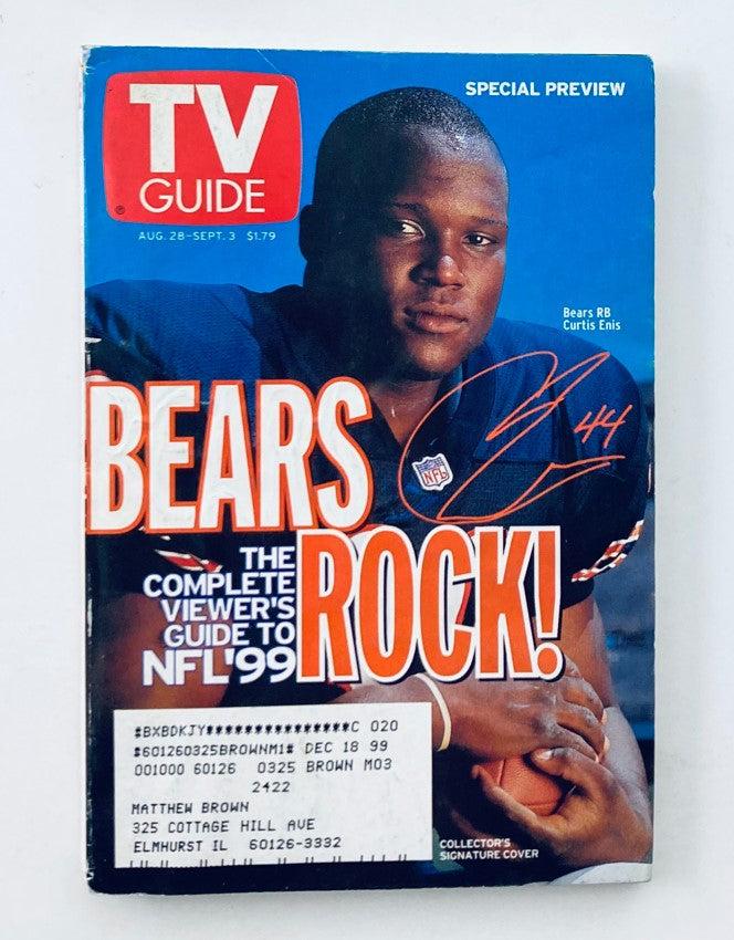 TV Guide Magazine August 28 1999 Bears RB Curtis Enis Chicago Metro Ed.