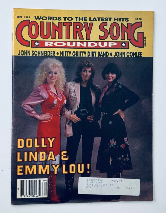 VTG Country Song Roundup Magazine September 1987 Dolly, Linda & Emmylou