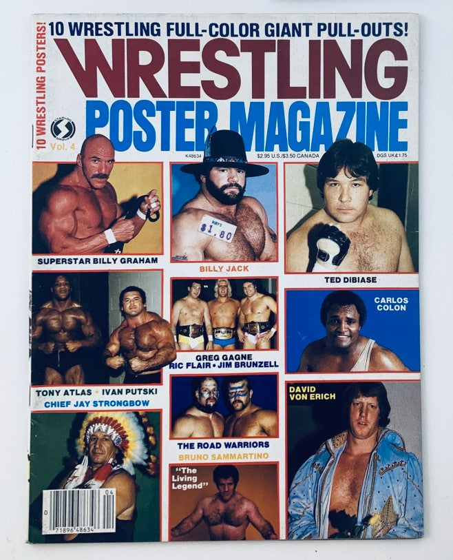 VTG Wrestling Poster Magazine 1984 Vol 4. Carlos Colon No Label w Poster