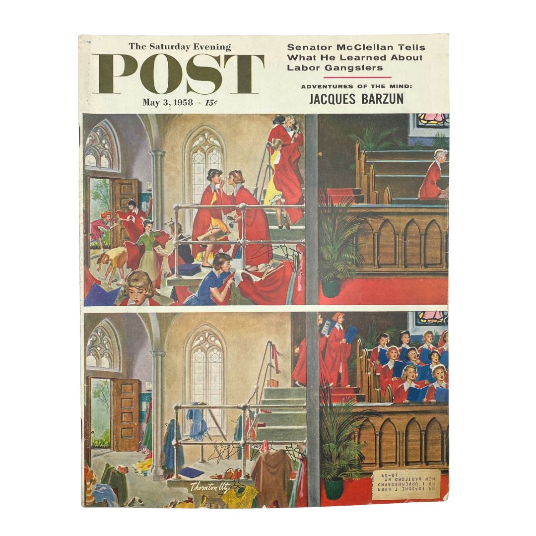 Saturday Evening Post Magazine May 3 1958 Mrs. Keyes, Organist - Thornton Utz