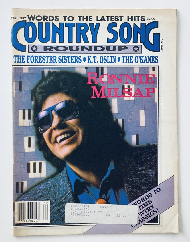 VTG Country Song Roundup Magazine December 1987 Ronnie Mislap & K.T. Oslin