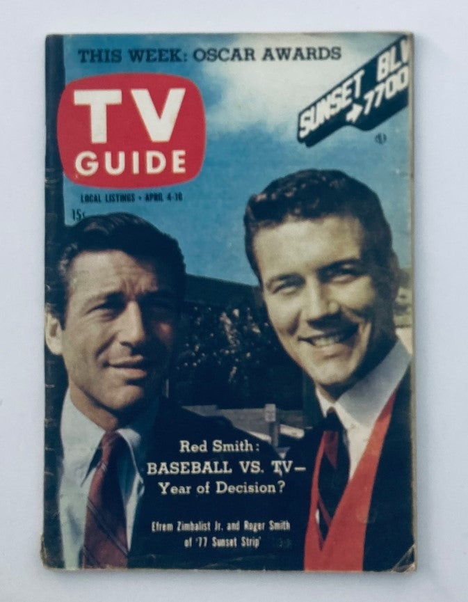 TV Guide Magazine April 4 1959 #314 Efrem Zimbalist Jr. Georgia Ed. No Label