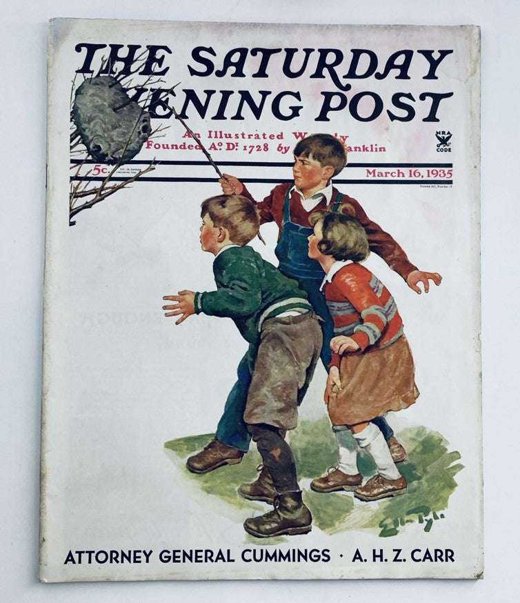 The Saturday Evening Post Magazine March 16 1935 Atty. Gen. Cummings No Label