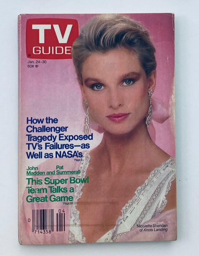 TV Guide Magazine January 24 1987 featuring Nicollette Sheridan on the cover, with a vintage design highlighting cultural aspects of 1980s television.
