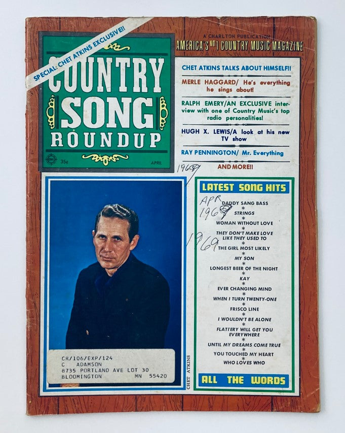 VTG Country Song Roundup Magazine April 1969 Chet Atkins and Merle Haggard