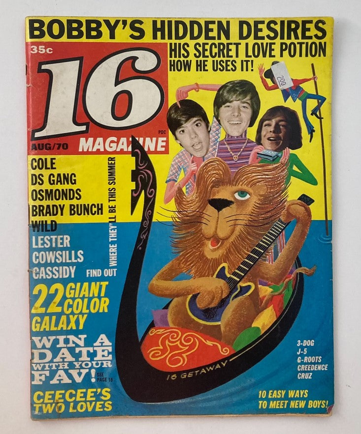 VTG 16 Magazine August 1970 Vol 12 No. 3 Those Brady Boys No Label w Poster