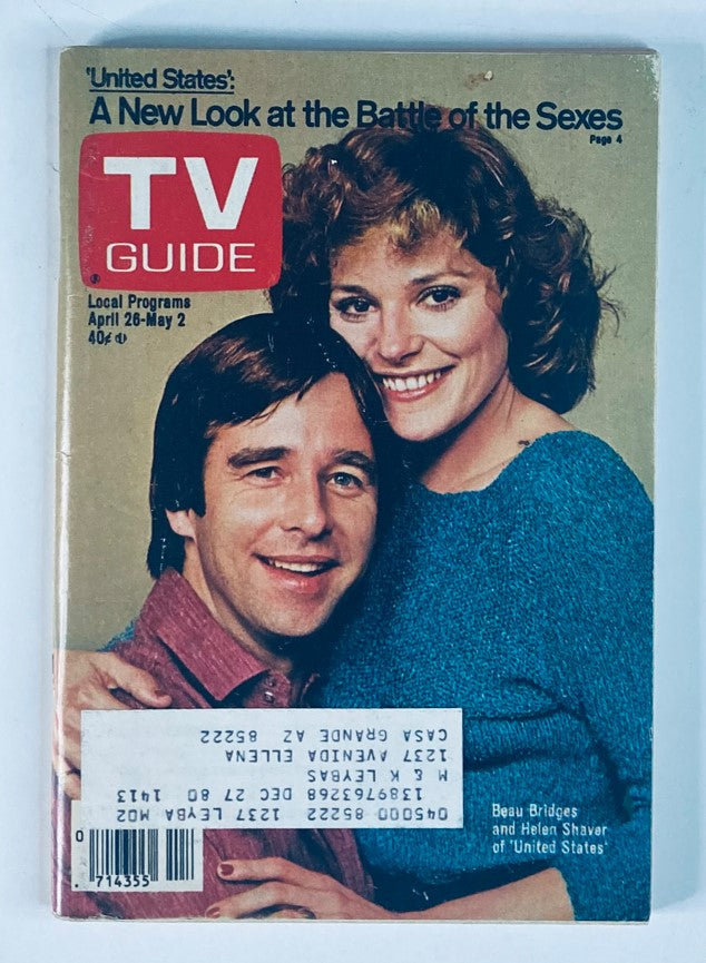 TV Guide Magazine April 26 1980 #1413 Beau Bridges, Helen Shaver Phoenix Ed.