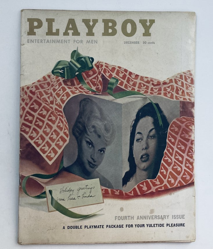 VTG Playboy Magazine December 1957 Lisa and Linda Vargas w Centerfold No Label