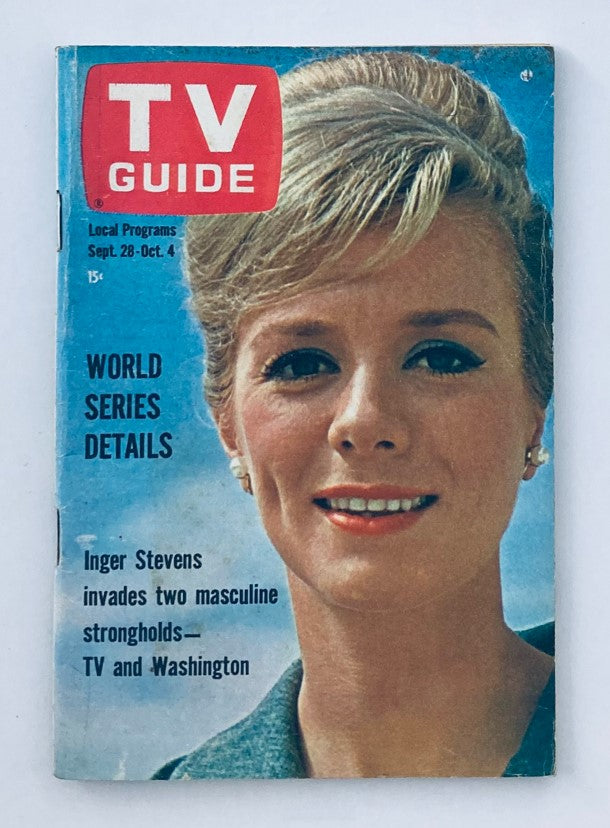 TV Guide Magazine September 28 1963 #548 Inger Stevens Cleveland Ed. No Label