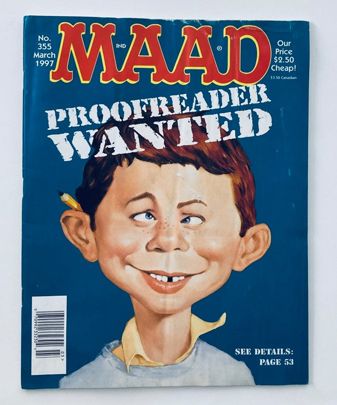 Mad Magazine March 1997 #355 Proofreader Wanted 2.0 GD Good No Label