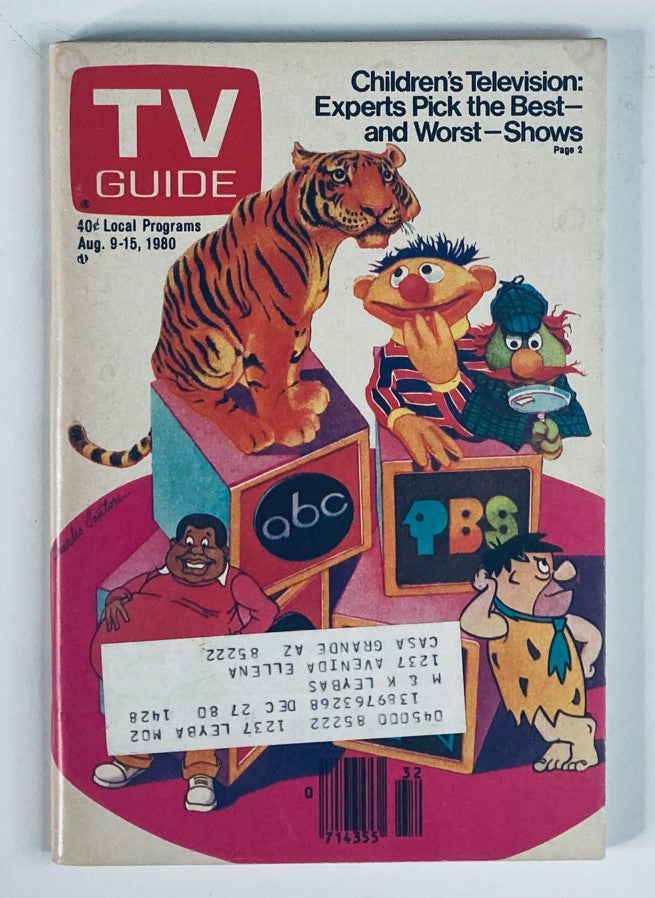 TV Guide Magazine August 9 1980 #1428 Children's Television Phoenix Ed.