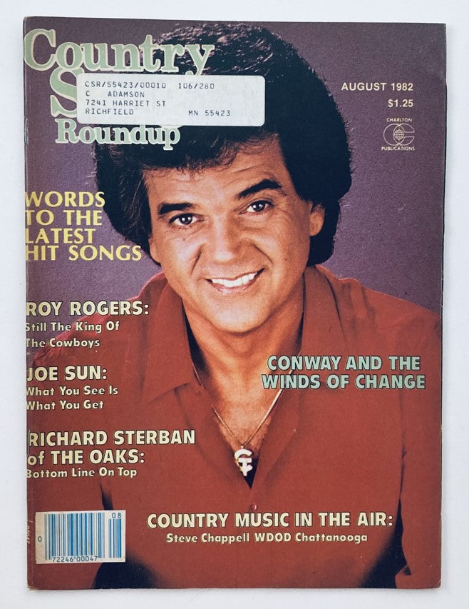 Cover of the VTG Country Song Roundup Magazine from August 1982 featuring Conway Twitty and highlighting 'The Winds of Change'. The magazine displays a colorful portrait of Conway, emphasizing its vintage appeal for collectors.