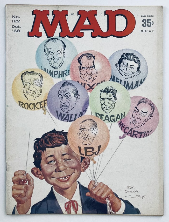 Mad Magazine October 1968 No. 122 Presidential Candidate 6.0 FN Fine No Label