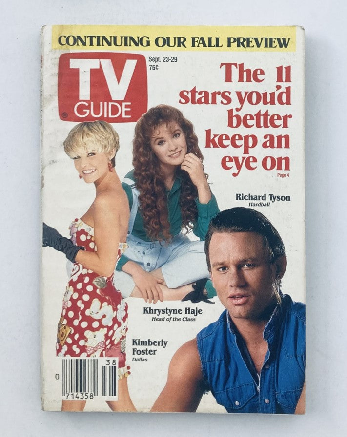 TV Guide Magazine September 23 1989 Richard Tyson Pittsburgh Metro Ed. No Label