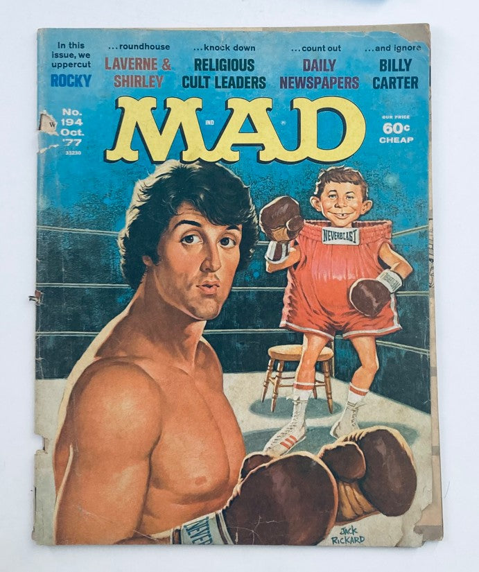 Mad Magazine October 1977 No. 194 Sylvester Stallone Rocky 2.0 Good No Label