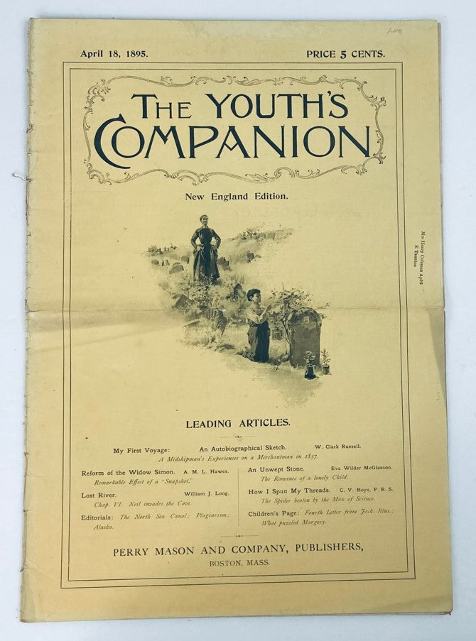 VTG The Youth's Companion Magazine April 18 1895 An Unwept Stone No Label