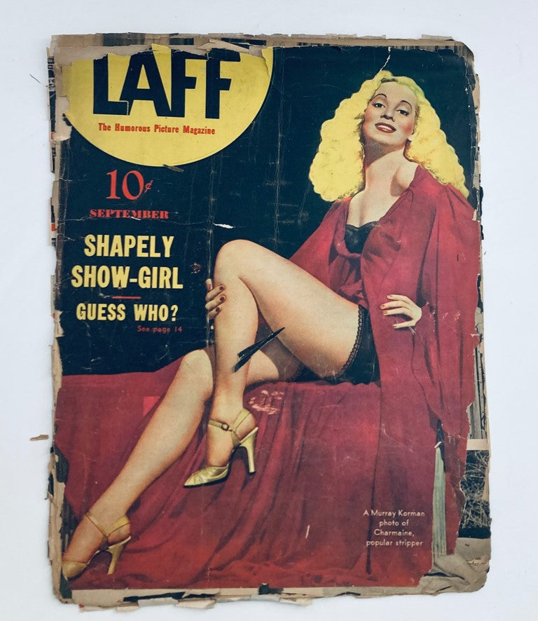 VTG Laff Magazine September 1942 Vol 3 No. 8 Charmaine Popular Stripper No Label