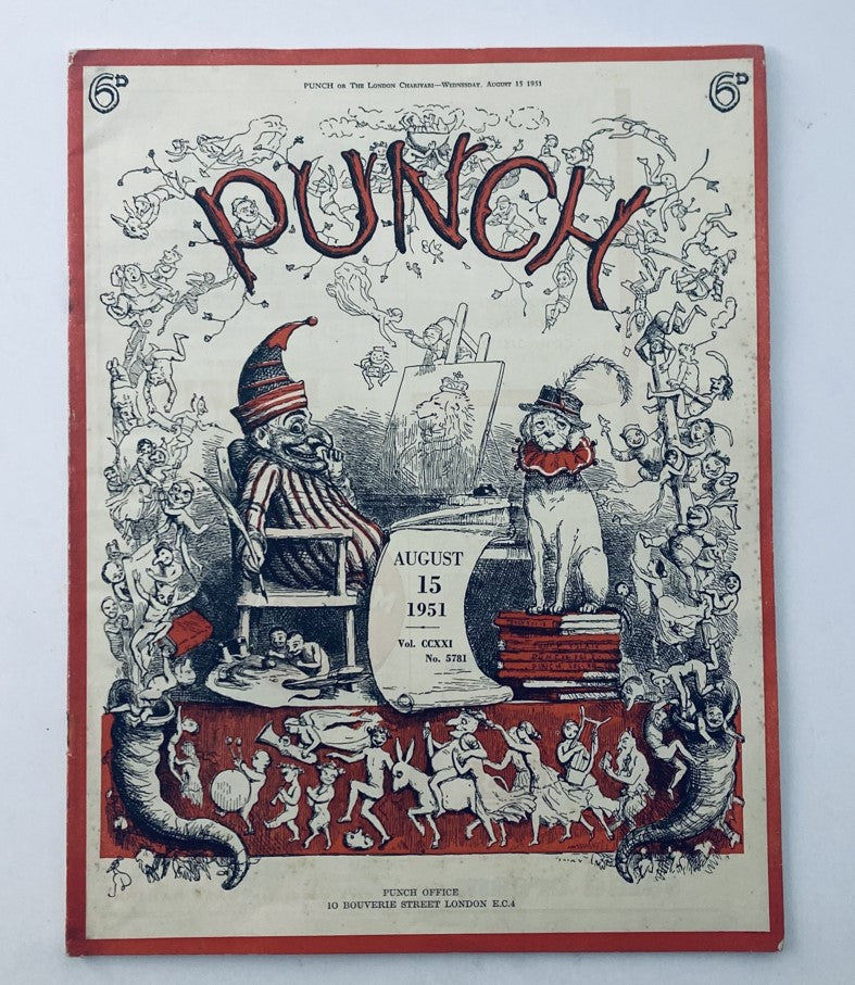 VTG Punch Magazine August 15 1951 Vol 221 #5781 WWII Cartoon & Humour No Label