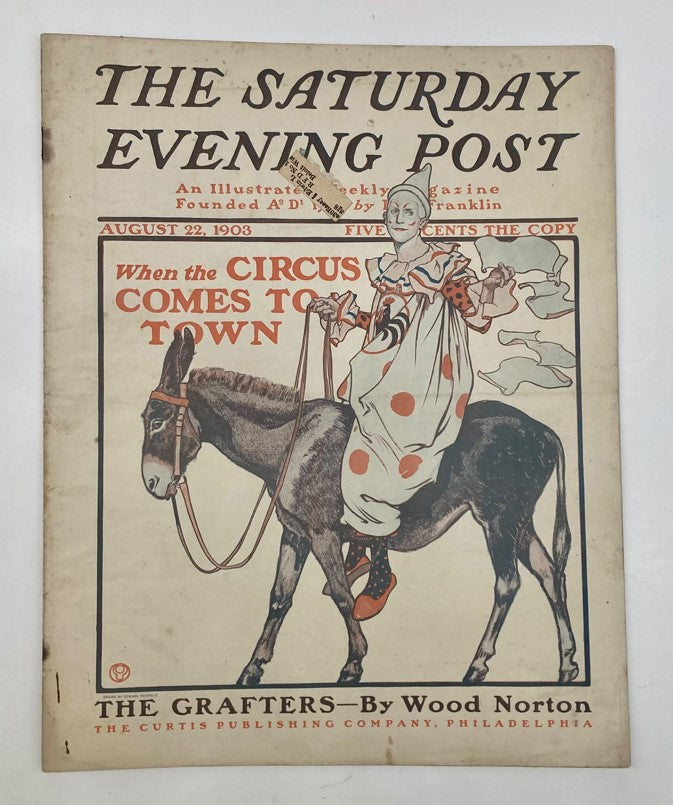 Saturday Evening Post Illustrated Cover August 22 1903 Circus Comes to Town