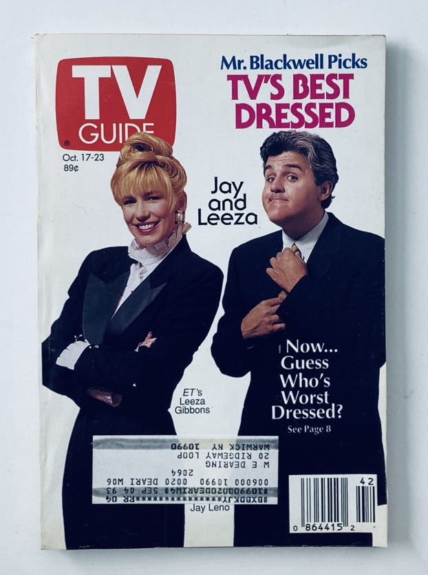 TV Guide Magazine October 17 1992 Jay Leno & Leeza Gibbons NY Metro Ed.